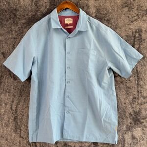 Quiksilver Waterman Collection Mens Button Up Shirt Large Blue Comfort Fit